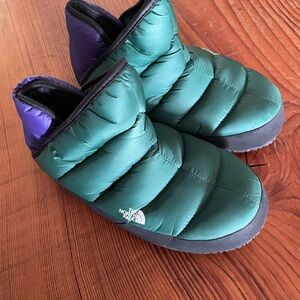 The North Face Thermoball puffer boot Green and Purple Slippers